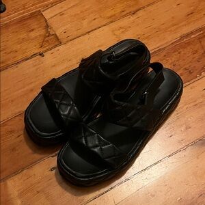 Aldo Platform Black Quilted Sandals